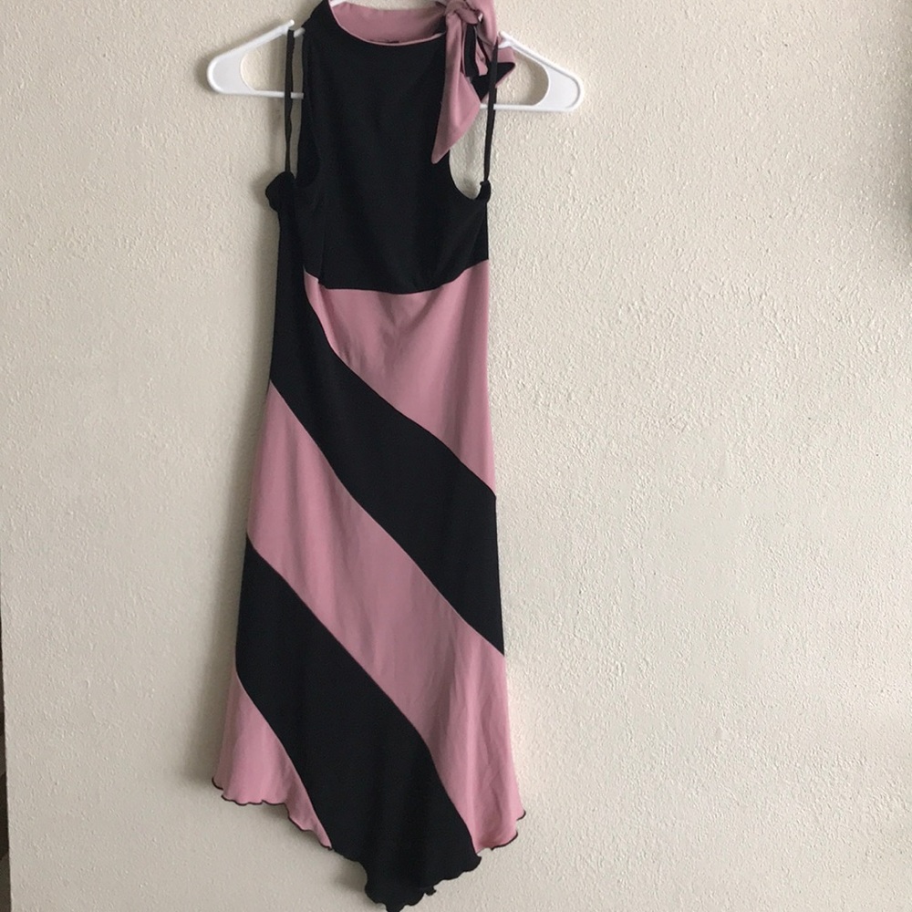 Pink and black evening dress
